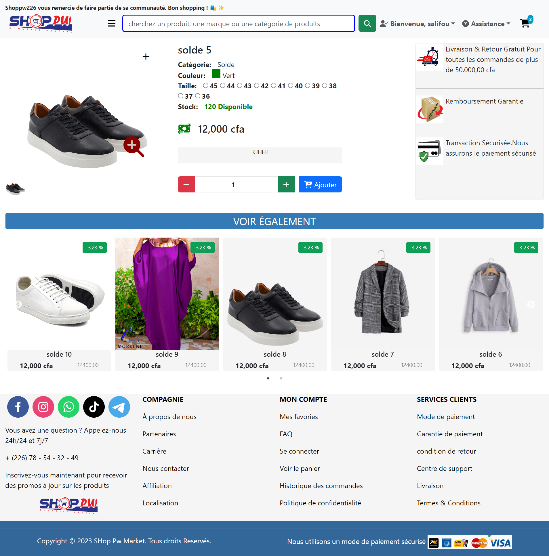 Site ecommerce